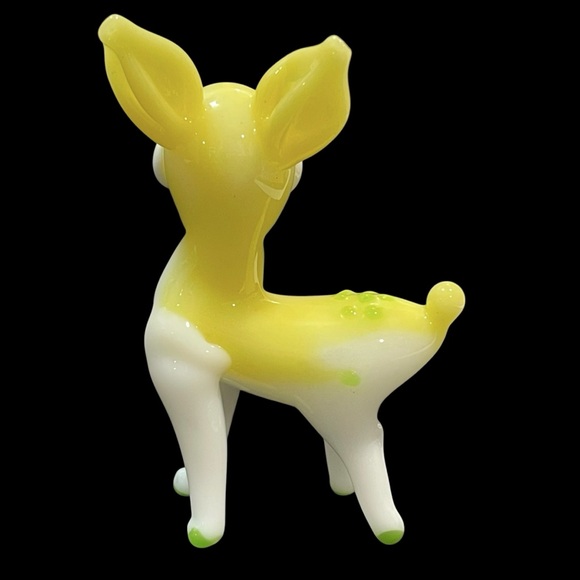 Vintage 1990s Art Glass Miniature Yellow Fawn Mini Sculpture - Unique Whimsical - Picture 6 of 12